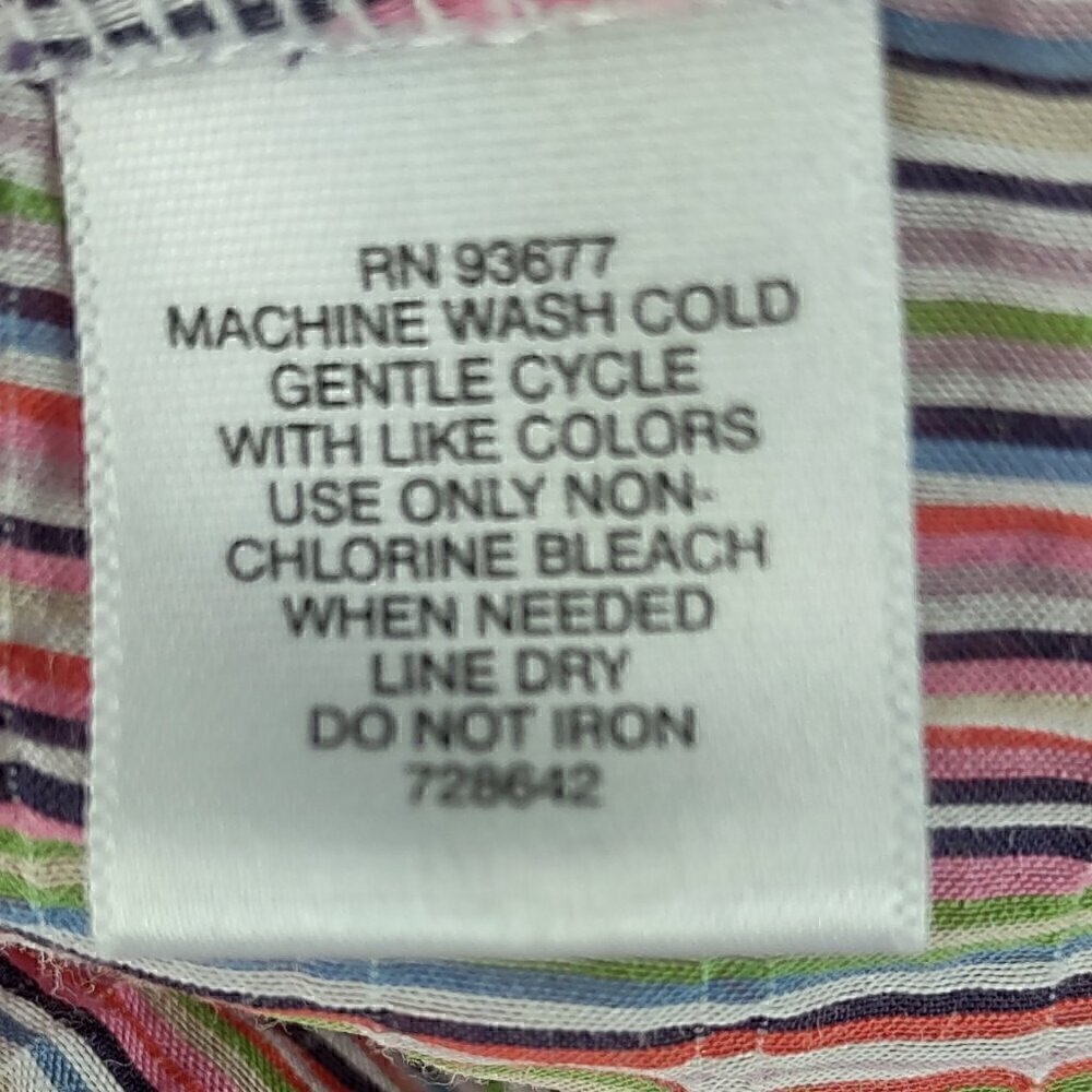 Liz Claiborne Womens Multi Color Striped Button Down Cotton Blend Shirt Size PM - Picture 14 of 14